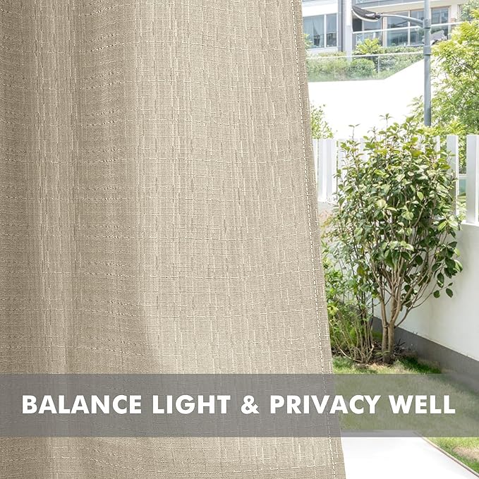 Linen Outdoor Curtains for Patio Waterproof 6 Pcs 54x84 In Cream | Light - Image 5
