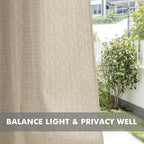 Linen Outdoor Curtains for Patio Waterproof 4 Pcs 54x120 In Cream | Light - Image 5