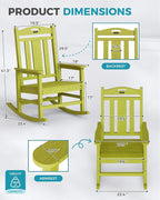 Oversized Outdoor Rocking Chairs Set of 3, 380lbs Heavy-Duty Large Patio Rocker - Image 3