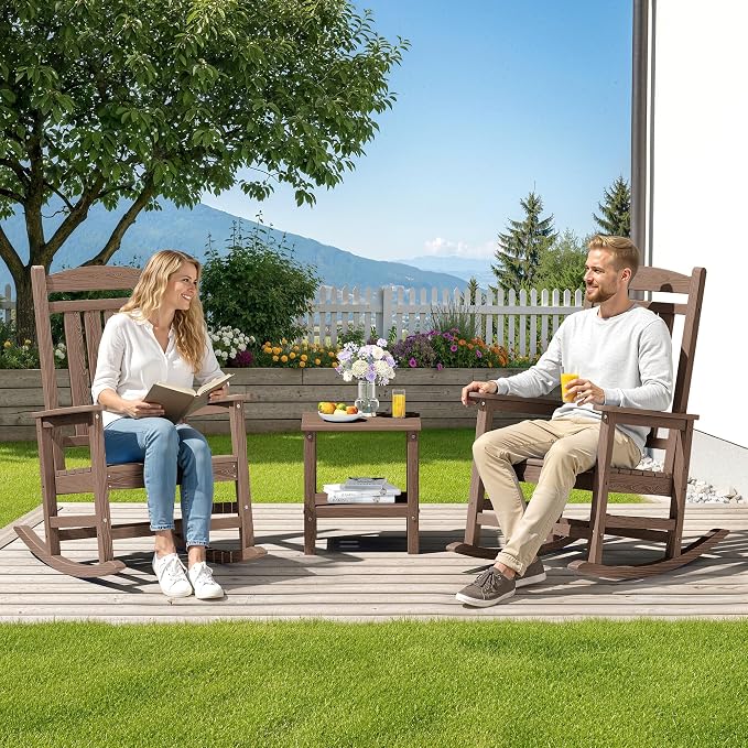 SERWALL Outdoor Rocking Chair Set of 2, Patio Rocking Chair, Porch Rocker - Image 2