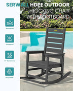 SERWALL Outdoor Rocking Chair Set of 6, Oversized HDPE Rocker, All Weather - Image 4