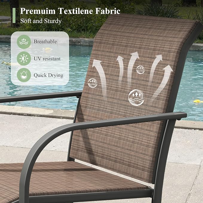 Outdoor Chairs Set of 4, Stackable Patio Dining Chairs - Image 4