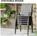 Patio Chairs Set of 6, Outdoor Stackable Dining Chairs - Image 4