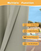 HolidayIdeas Outdoor Curtains for Patio Waterproof 2 Pcs 84x84 Inch Taupe | - Image 3