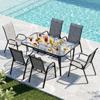 MAMIZO Patio Dining Chairs, Stackable Textilene Chair Set of 8, - Image 9