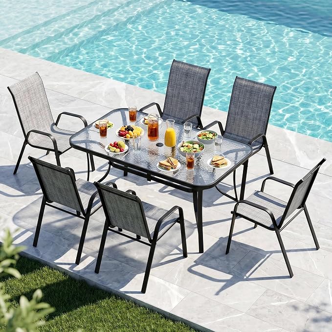 MAMIZO Patio Dining Chairs, Stackable Textilene Chair Set of 4, - Image 9