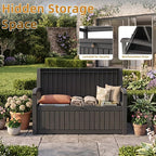 Garden Bench, Outdoor Storage Bench, Resin Patio Furniture Seating | - Image 5