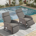 Zero Gravity Wicker Patio Recliner Chairs Set of 2 by JelwalyPatioFurnitureSet