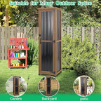 Tall Outdoor Storage Cabinet, Weatherproof Wooden Garden Potting Bench - Image 6