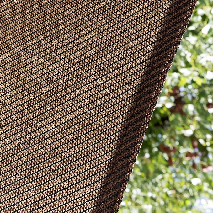 Amgo 14' x 14' x 14' Brown Triangle Sun Shade Sail Outdoor Canopy Awning UPF50+ - Image 9