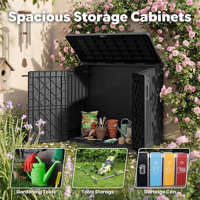 LHBcraft 36 Cu Ft Outdoor Storage Cabinet, Horizontal Resin Storage Shed Box - Image 6