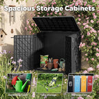 LHBcraft 36 Cu Ft Outdoor Storage Cabinet, Horizontal Resin Storage Shed Box - Image 6