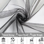 Extra Wide Outdoor Curtains Waterproof Black Voile Mesh Screen Lightweight - Image 7