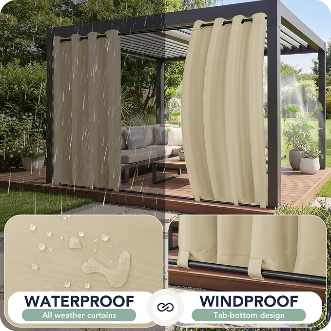 Gazebo Curtains Outdoor Waterproof 6 Panels, Patio Sun Shade | Weatherproof - Image 2