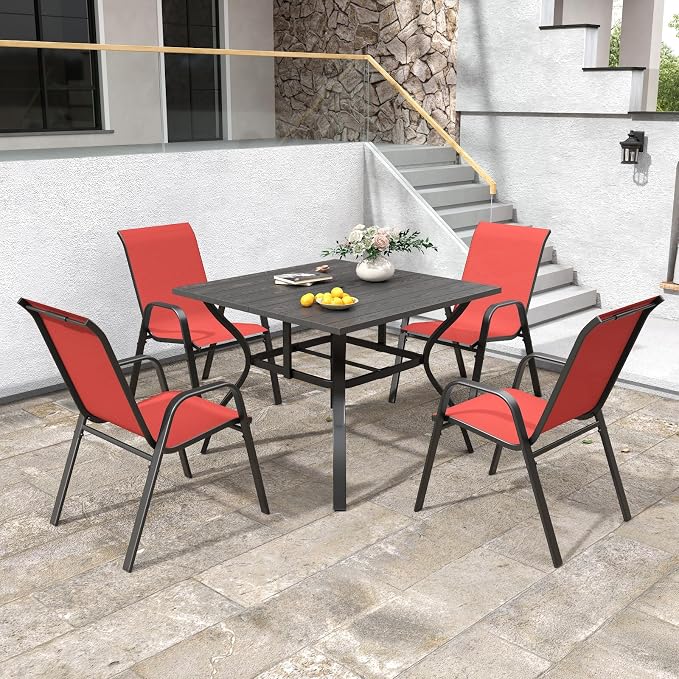 Stackable Patio Chairs Set of 8, Outdoor Chairs Set - Image 8