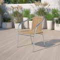 EMMA + OLIVER Aluminum and Beige Rattan Indoor-Outdoor Stack Chair | Outdoor by EMMAOLIVER