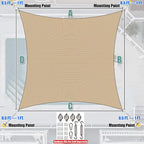 Amgo Custom Size 8' x 24' Sand Beige Rectangle Square Sun Shade Sail UPF50+ - Image 7