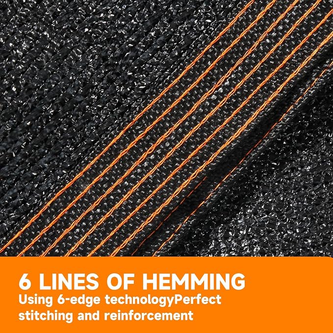 90% Shading Rate 16'x20' Black Shade Cloth, UV Resistant Durable Mesh Tarp - Image 3