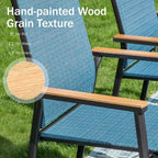 PHI VILLA Outdoor Stackable Dining Chairs Set of 8 w/Aluminum Frame, - Image 4