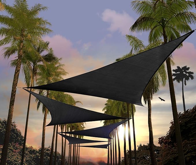Amgo Custom Size 8' x 8' x 8' Black Triangle Sun Shade Sail UPF50+ AGTAPT12 by Amgo