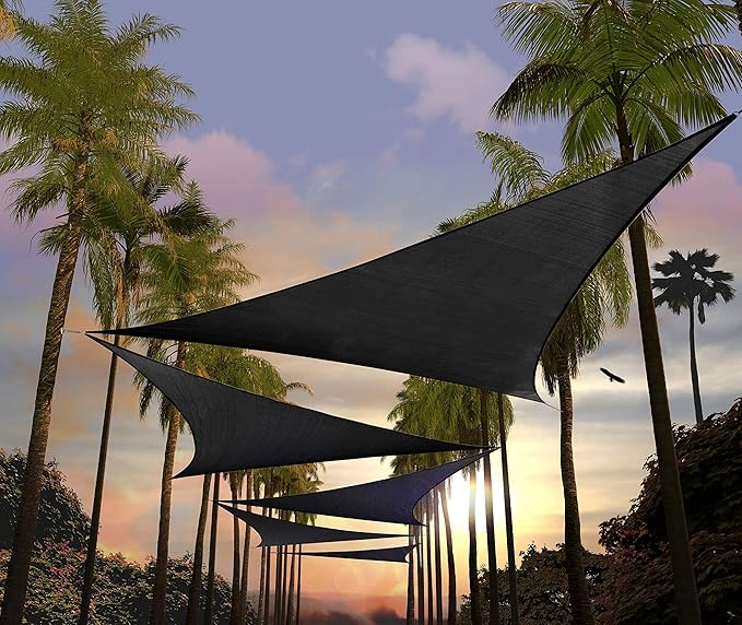 Amgo Custom Size 5' x 5' x 5' Black Triangle Sun Shade Sail UPF50+ AGTAPT10 by Amgo