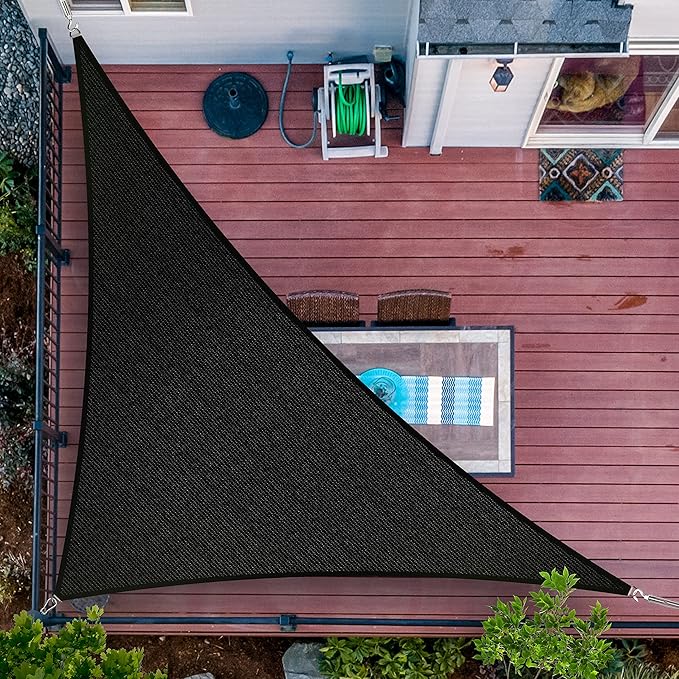 20' x 20' x 28.3' Black Sun Shade Sail UPF50 Right Triangle SMTAPT12 Canopy by ShadeMart