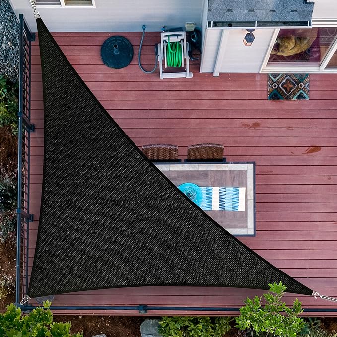 11' x 11' x 15.6' Black Sun Shade Sail UPF50 Right Triangle SMTAPT12 Canopy by ShadeMart