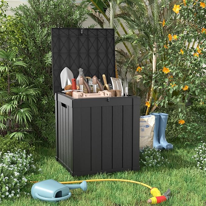 DRATO 51 Gallon Outdoor Storage Box Waterproof, Lockable Resin Deck Box - Image 5