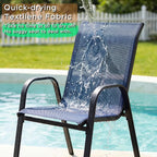Outdoor Patio Chairs Set of 6 Stackable Dining Chairs All-Weather Textilene - Image 4