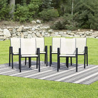 Outdoor Patio Chairs Set of 6, Oyster Beige Stackable Outdoor Chairs, - Image 8