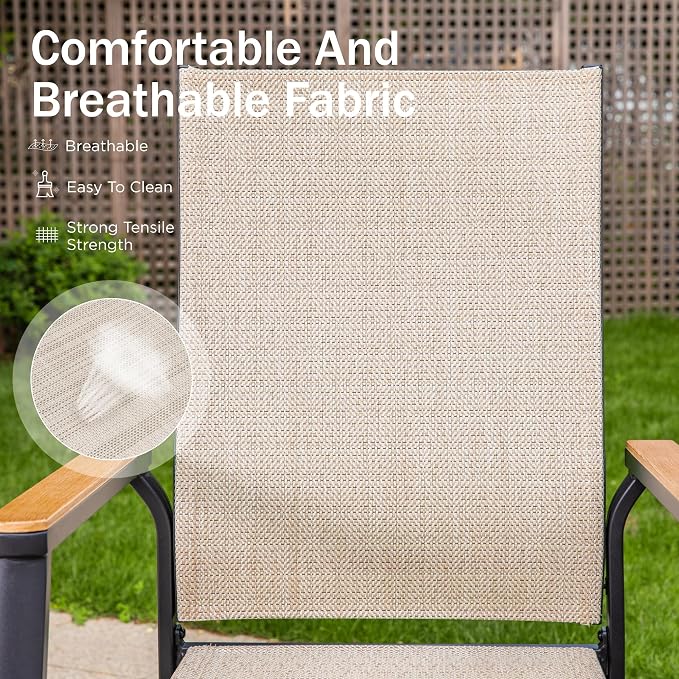 PHI VILLA Outdoor Stackable Dining Chairs Set of 4 w/Aluminum Frame, - Image 5