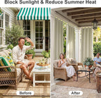 RYB HOME Extra Wide Outdoor Curtains 2 Panels or Patio Waterproof | Blackout - Image 4