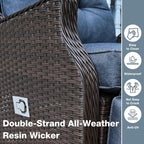 Outdoor Wicker Recliner with Adjustable Back and Footrest, PE Rattan Lounge - Image 6