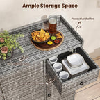 Tangkula Rattan Outdoor Storage Cabinet, Patiojoy Outdoor Cabinet - Image 5