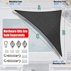 Amgo Custom Size 13' x 18' x 22.2' Black Right Triangle Sun Shade Sail UPF50+ - Image 6