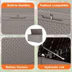 120 Gallon Waterproof Outdoor Resin Deck Box, Lockable Storage Container - Image 4
