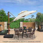 PURPLE LEAF Patio Cantilever Umbrella 10ft Wood-Grain Finish, Cream | Foot - Image 2