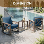UDPATIO Rocking Chair Outdoor Oversized Metal Bistro Set 6.5" Cushion Navy | 3 - Image 3