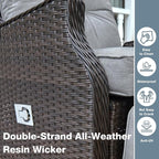 Outdoor Recliner with Adjustable Back and Footrest, Light Grey | Wicker - Image 6