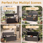 Garden Bench, Outdoor Storage Bench, Resin Patio Furniture Seating | - Image 4