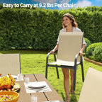 Patio Chairs Set of 6, Outdoor Stackable Dining Chairs - Image 2
