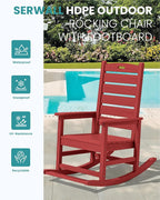 SERWALL Outdoor Rocking Chair Set of 2, Oversized HDPE Rocker, all Weather - Image 4