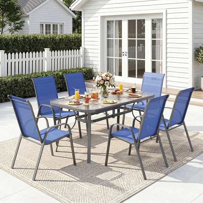 MAMIZO Patio Dining Chairs, Stackable Textilene Chair Set of 8, - Image 8