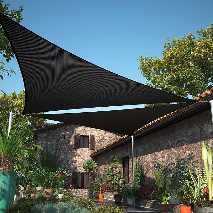 16' x 23' x 28' Black Sun Shade Sail UPF50 Right Triangle SMTAPT12 Canopy by ShadeMart