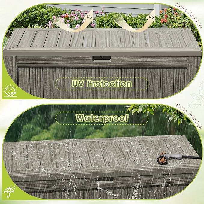 Devoko 125 Gallon Outdoor Storage Box, Waterproof Resin Deck Box | - Image 5