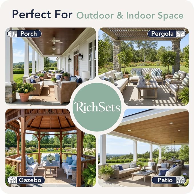 Patio Curtains Outdoor Waterproof, 4 Panels, Rod Pocket Sunshades | - Image 7
