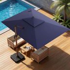10x13FT Cantilever Outdoor Patio Umbrellas, Double Top Wood Pattern Rectangle - Image 8