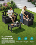 SERWALL HDPE Outdoor Storage Bench, Deck Box - Image 6