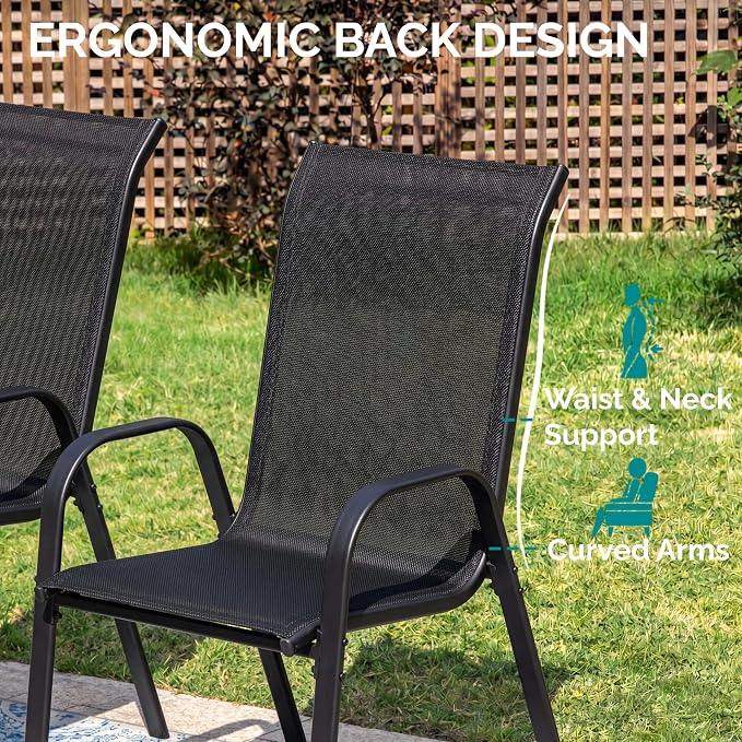 MAMIZO Patio Dining Chairs, Stackable Textilene Chair Set of 8, - Image 6