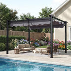 10'x12' Outdoor Pergola with Retractable Canopy | Patio Metal Heavy-Duty Gazebo by PolarAurora